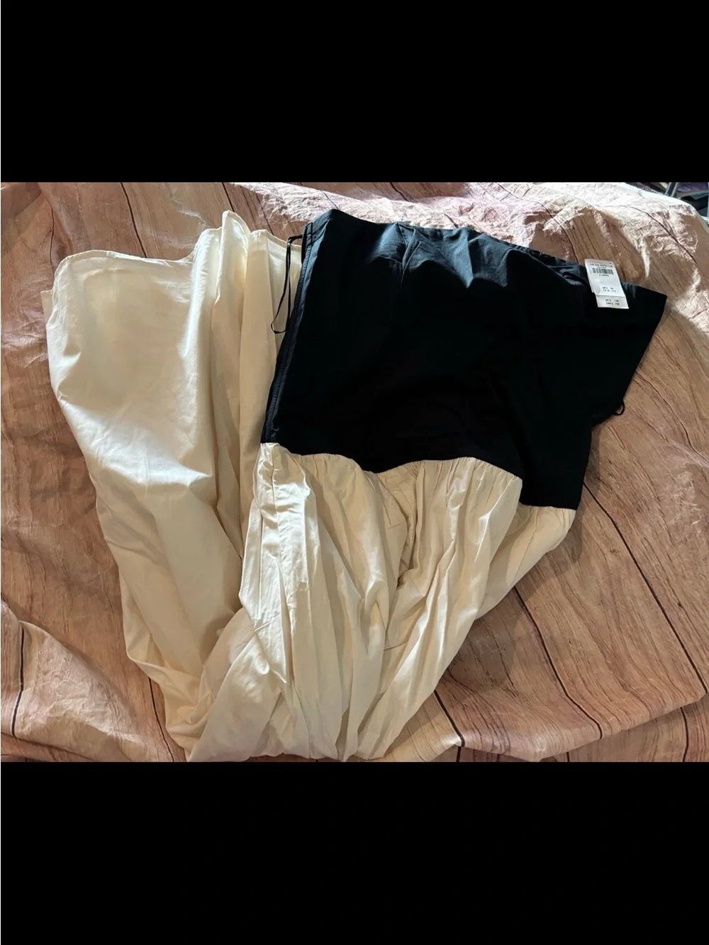 NWT Abercrombie & Fitch Strapless Black Bodice Ivory Maxi Dress